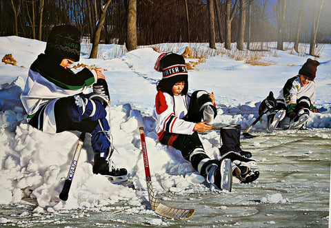 Terrance Fogarty Late For Dinner Kids Hockey S/N Art Print-21.75 x 15.5