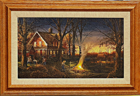 Terry Redlin Autumn Evening Burning leaves Fall Art Print-Framed 23 x 16
