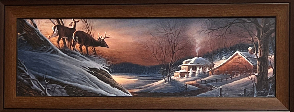 Terry Redlin Browsing Deer Art Print-Framed 30.5 x 12