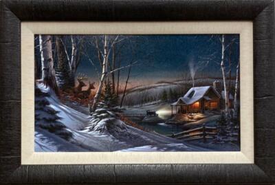 Terry Redlin Evening with Friends Deer Cabin Art Print-Framed 23 x 15.5