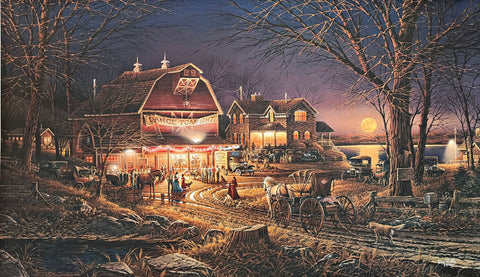Terry Redlin "Harvest Moon Ball" Farm Art Print SN  32" x 18.5 With Certificate