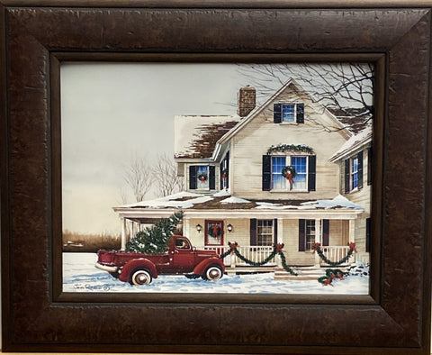 John Rossini Preparing For Christmas Tree Art Print-Framed 21.5 x 17.5