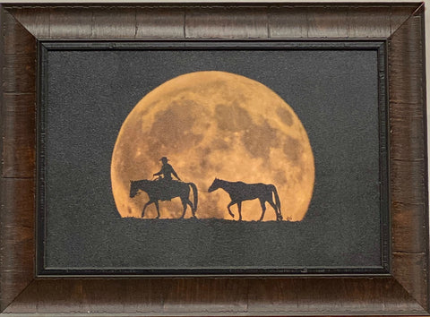Robert Dawson Full Moon Ride Horse Art Print-Framed 18.5 x 13.5