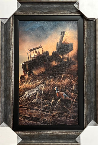 Terry Redln Evening Harvest farm Pheasant Art Print Framed 18.5 x 27