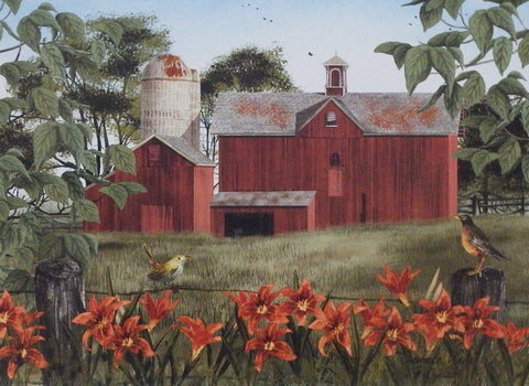 Billy Jacobs Summer Days farm robin Art Print 12 x 9