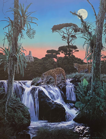 Tropic Moon Jaguar art print by Rod Frederick Signed/Numbered with COA (15x20)