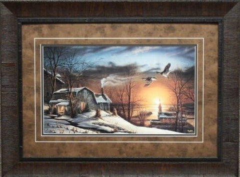 Terry Redlin The Sharing Season Mallard Duck Farm Church Print-Framed