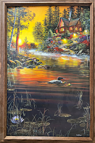 Jim Hansel Garden Hideaway Lake Cabin Art Print-Framed (Wood) 31 x 21