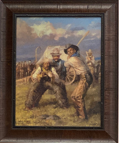 Andy Thomas Cowboys Playing Baseball Framed Art Print 14.5 x 17.75