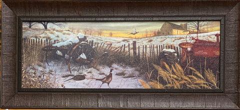 S Trom Winter Awakening Pheasant Farm Art Print-Framed 28.5 x 13