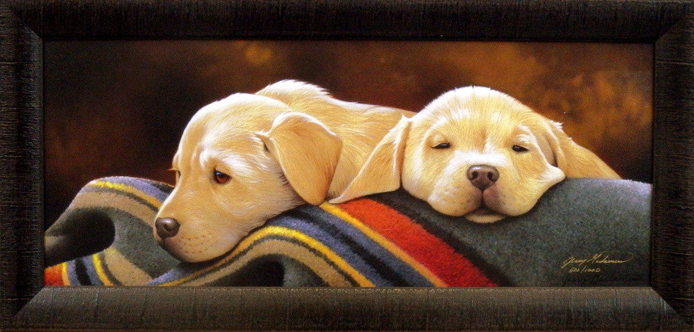 Jerry Gadamus Pendleton Pups-Yellow Labs-FRAMED