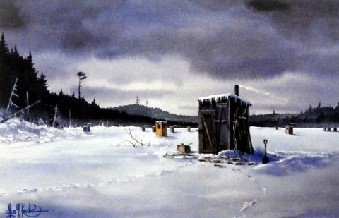 Les Kouba Ice Fishing Print WINTER FISHING MEMORIES
