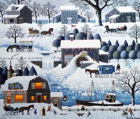 Charles Wysocki Plumbelly's Playground Stretched Canvas