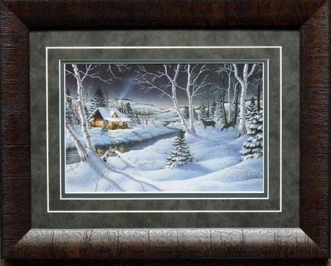 Mark Daehlin A Winters Night Deer Print-Framed