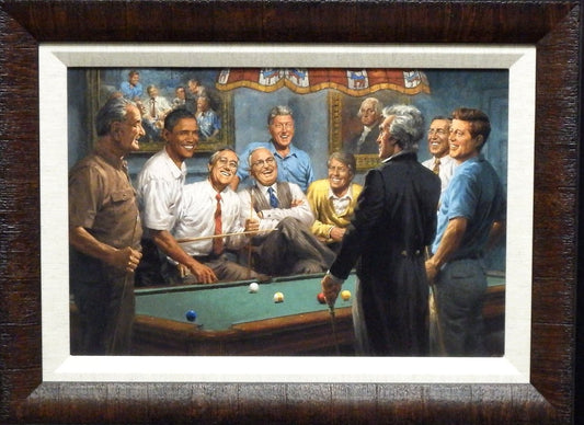 Andy Thomas Callin the Red-Framed Canvas