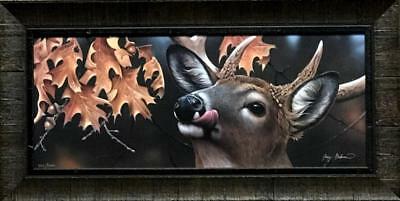 Jerry Gadamus Lickin Stick Deer Art Print-Framed S/N with Certificate