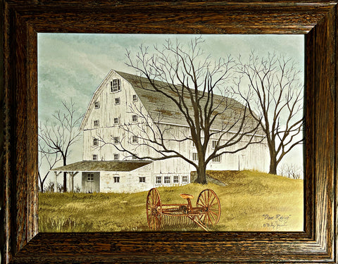 Billy Jacobs Done Raking Farm Decorator Print-Framed (Wood) 14.5 x 11.5