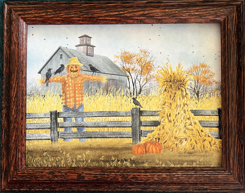 Billy Jacobs Scatterbrains Scarecrow Farm Pumpkin Art Print Framed 14.5 x 11.5