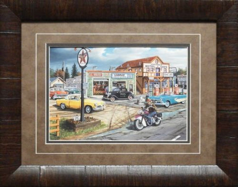 Ken Zylla Crossroads Motorcycle Art Print-Framed 19 x 15