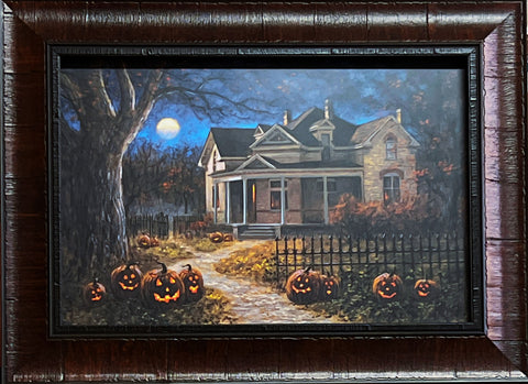 John McNaughton Happy Halloween Pumpkin Full Moon  Art Print-18.75 x 14-FREE SHIPPING