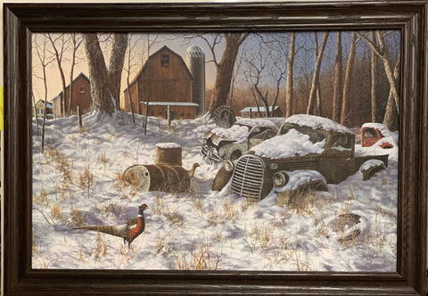 Jim Hansel Winter Haven Pheasant Farm Art Print-Framed (Wood) 33 x 23