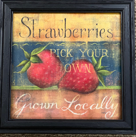 Kim Lewis Strawberries Art Print Framed 14.5 x 14.5