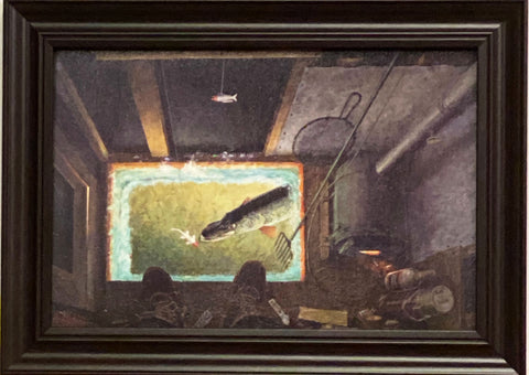 Darkhouse Spearing Print By Les Kouba Framed Art Print 14 x 10