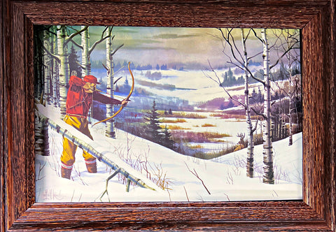 Les Kouba The Bow Hunter Deer Hunting Decorator Print-Framed 14 x 10