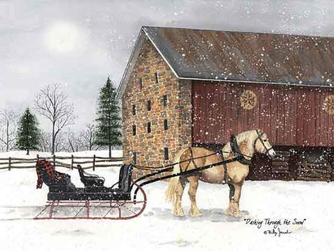 Billy Jacobs Nostalgic Sleigh Ride Art Print Dashing through the Snow (16x12)