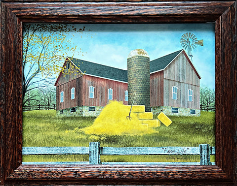 Billy Jacobs Farm Life Barn Hay Decorator Art Print-Framed (Wood)14.5 x 11.5