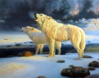 Arctic Echoes-Arctic Wolves by Richard Burns 22 x 17.5 Signed and Numbered