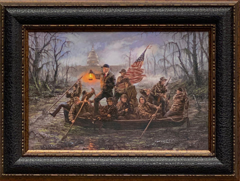 Jon McNaughton Crossing the swamp Donald Trump Art Print-Framed 19.5 x 15