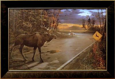 Ervin Molnar "Deer Crossing" Framed Moose Print 26" x 17.5"
