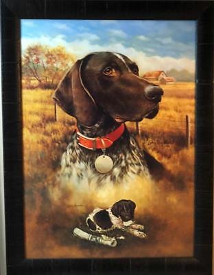 Larry Chandler Brown/White German Shorthair with Pup Art Print-Framed 20 x 26