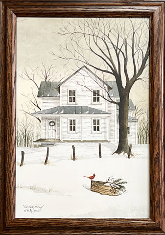 Billy Jacobs Christmas Morning Cardinal Farmhouse Art Print-Framed 14.5 x 20.5