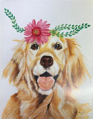Diane Fifer Fun Dog Golden Retriever Art Print Loving Nature (12x16)