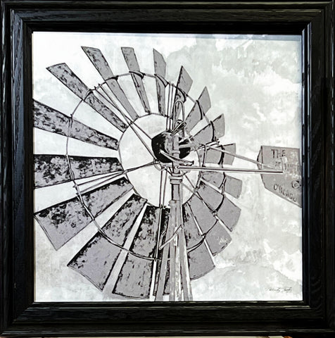 Cindy Jacobs nostalgic Farm Windmill art Print-Framed 14.5 x 14.5