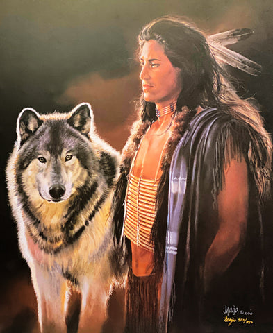 Maija Native American Art Print Distant Eyes S/N with cert (22.25"26.75")