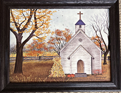 Billy Jacobs Blessed Assurance Church Fall Premium Framed Art Print (Wood) 28 x 22