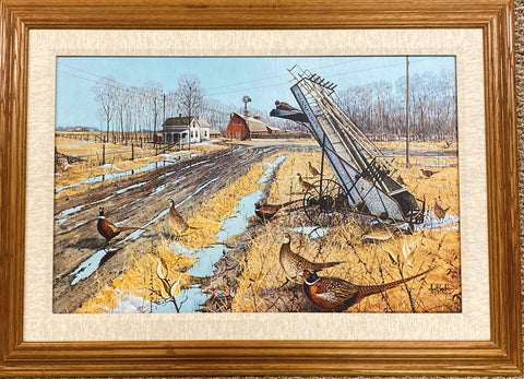 Les Kouba Leaving Shelter Farm Pheasant Art Canvas-Numbered