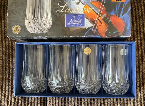 Longchamp Set of 4 Water Tumbler Glasses in Original Box