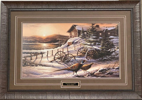 Terry Redlin Peaceful  Evening Pheasant Farm Art Print-Framed 34.5 x 24.5