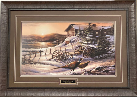 Terry Redlin Peaceful  Evening Pheasant Farm Art Print-Framed 34.5 x 24.5