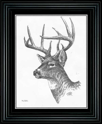 Terry Redlin Deer Pencil Sketch Framed 9.5'' x 11.5''