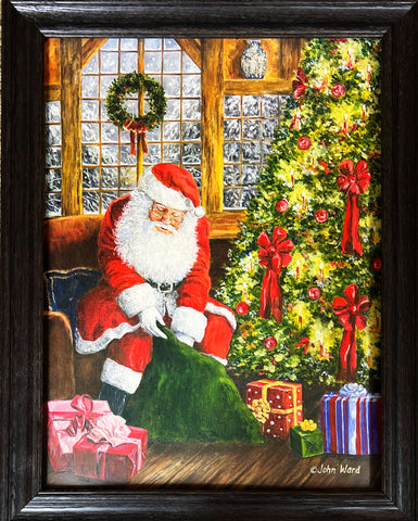 John Ward Santa's Bag Christmas Art Print-Premium Framed (Wood) 28 x 22