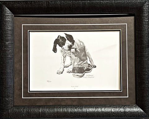 Herb Strasser S/N Puppy art Print-Framed  19 x 15