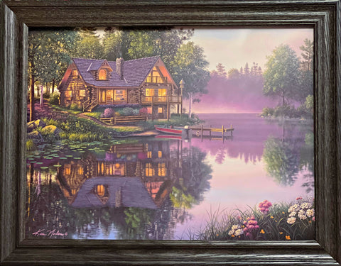 Kim Norlien Cabin Fever Lake Home  Premium Framed Wood Art Print 28 x 22