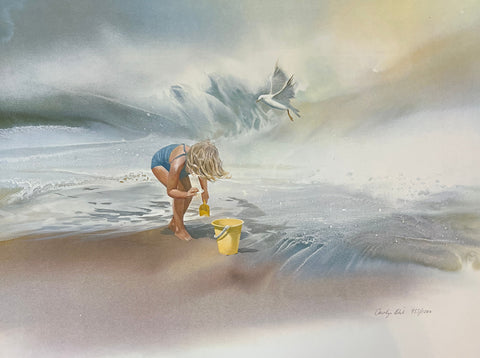 Carolyn Blish S/N Children Beach Art Print Sand Treasures  (25x19)