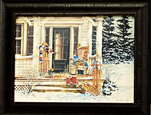 John Rossini Its a Snow Day Sleds Country Art Print-Framed 20 x 16
