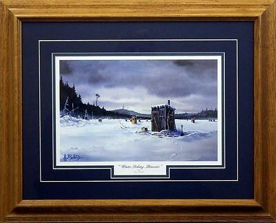 Les Kouba Winter Fishing Memories Framed Ice Spearing Fishing Art Print